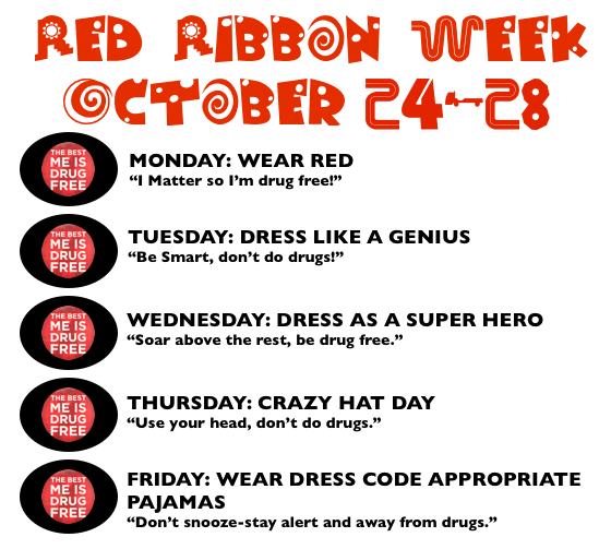 kamp vruchten Vooruit Red Ribbon Week Agenda | White Oak Intermediate School